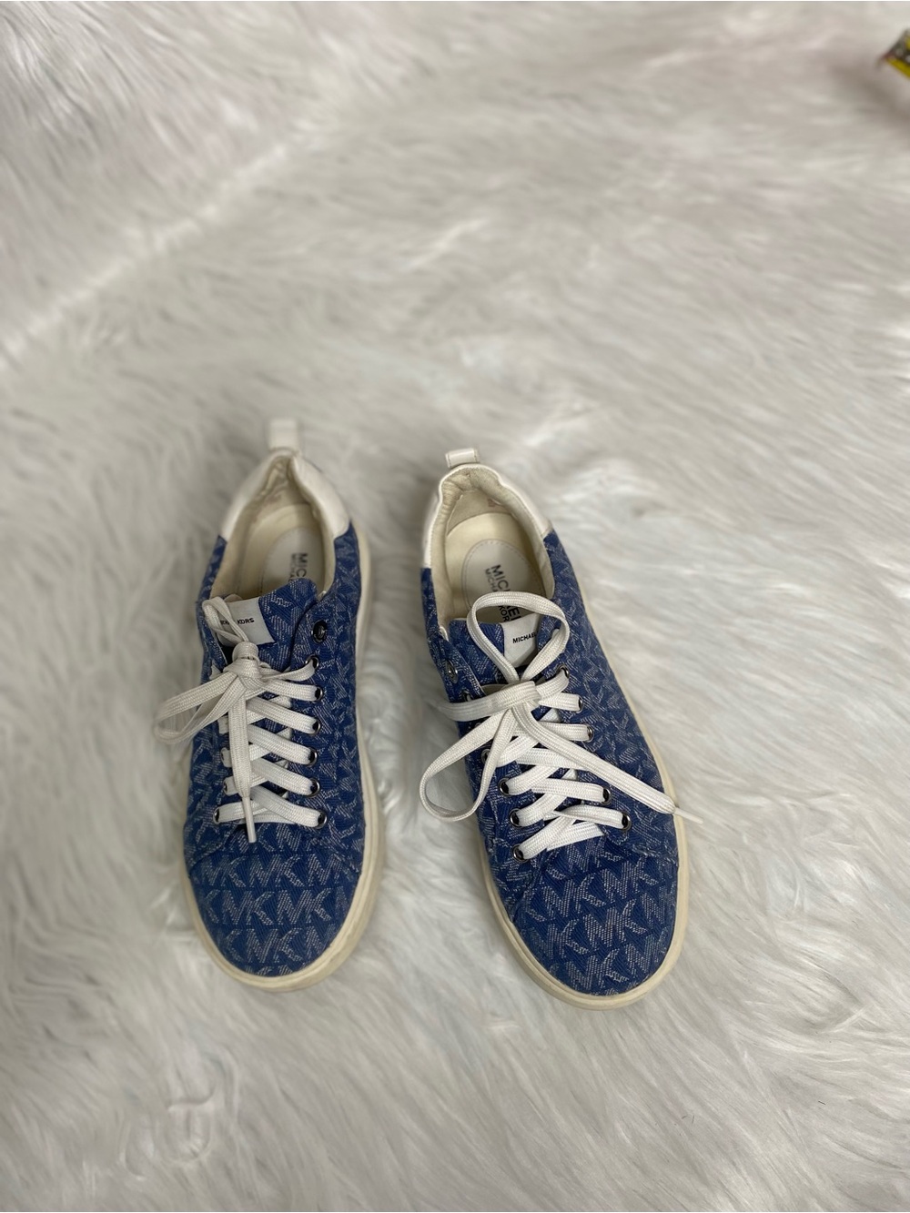 Michael Kors Blue Logo Denim Lace-Up Sneakers